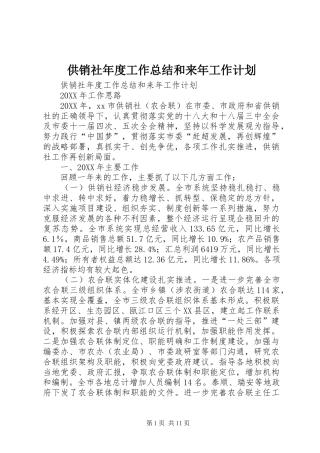 2024年供销社年度工作总结和来年工作计划