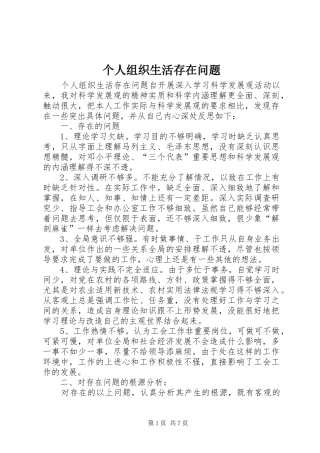 2024年个人组织生活存在问题