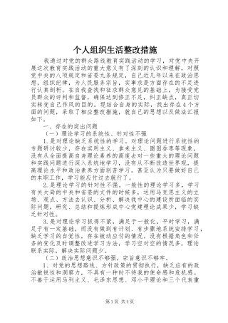 2024年个人组织生活整改措施