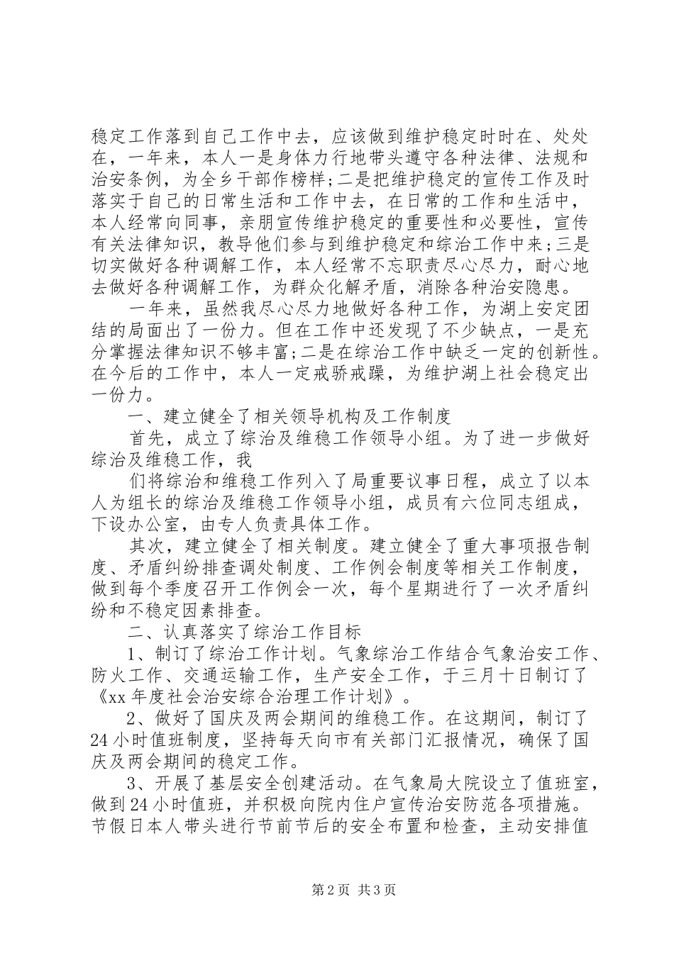 2024年个人最新综治工作总结_第2页