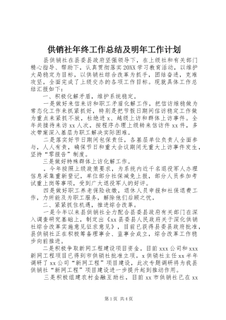 2024年供销社年终工作总结及明年工作计划