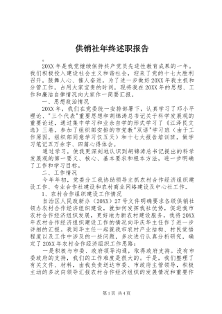 2024年供销社年终述职报告