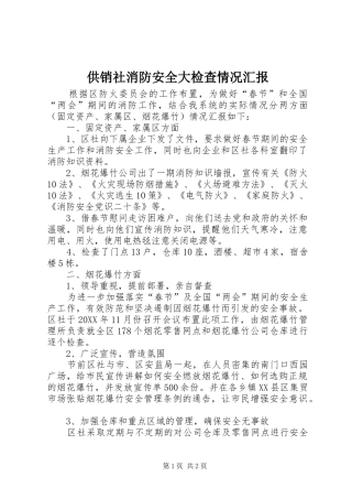 2024年供销社消防安全大检查情况汇报