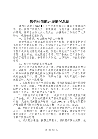 2024年供销社效能开展情况总结