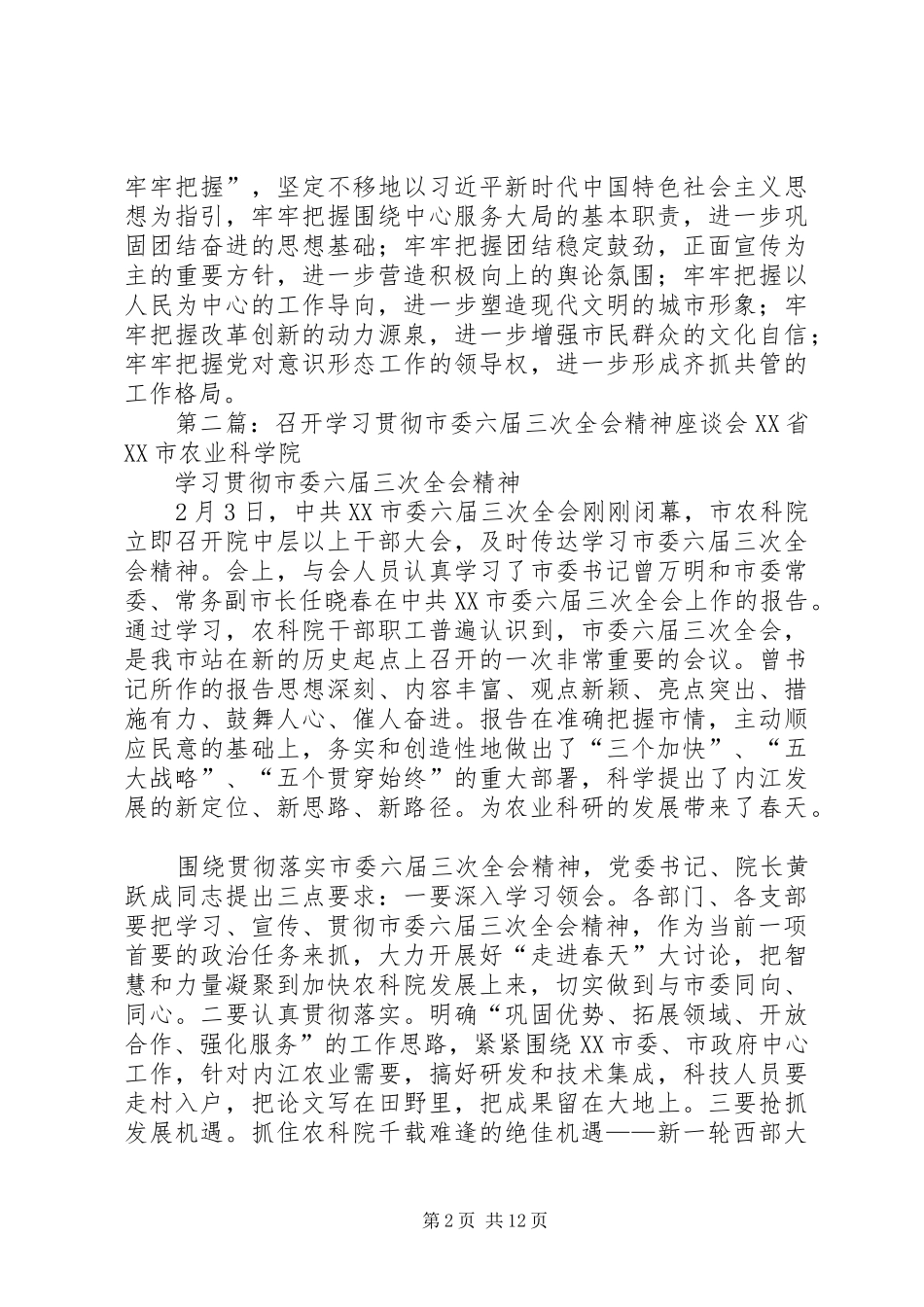 2024年各部门学习贯彻市委十三届六次全会精神_第2页