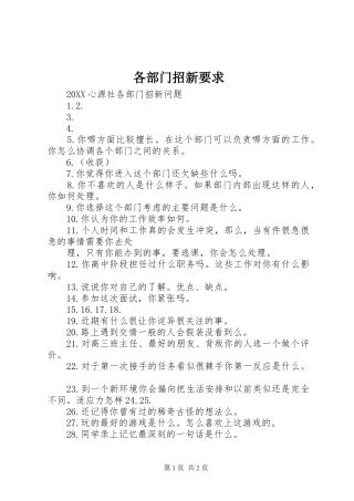 2024年各部门招新要求
