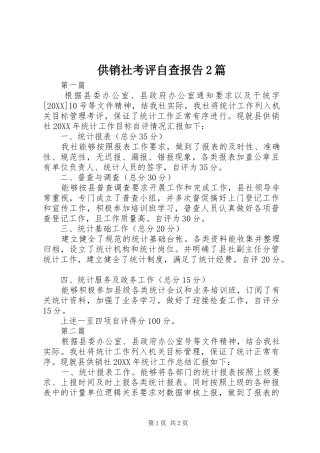 2024年供销社考评自查报告篇