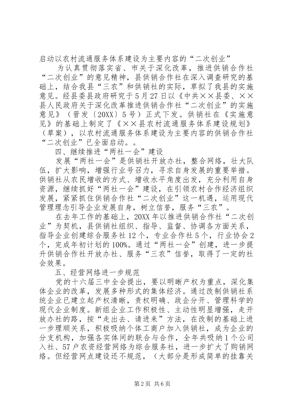 2024年供销社联社工作总结及工作安排_第2页