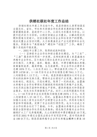 2024年供销社联社年度工作总结