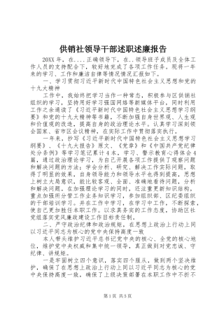 2024年供销社领导干部述职述廉报告