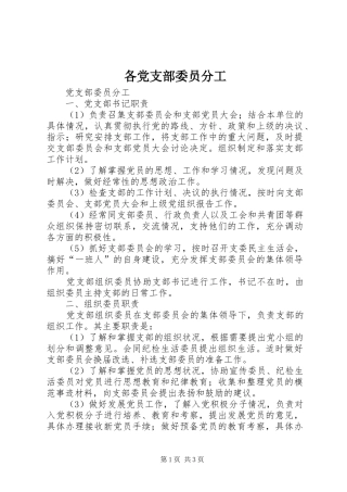 2024年各党支部委员分工