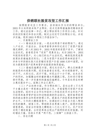 2024年供销联社脱贫攻坚工作汇报