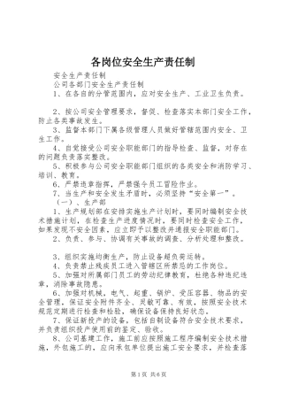 2024年各岗位安全生产责任制