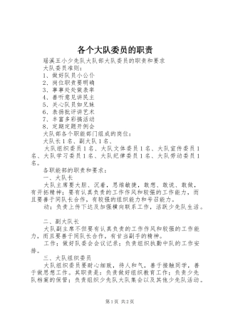 2024年各个大队委员的职责