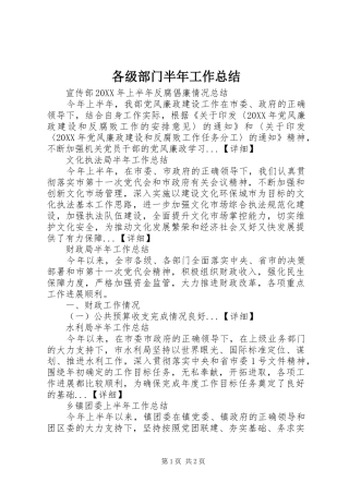 2024年各级部门半年工作总结