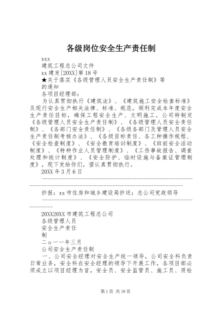 2024年各级岗位安全生产责任制