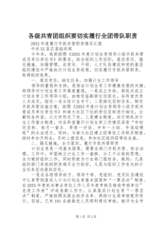 2024年各级共青团组织要切实履行全团带队职责