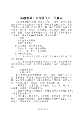 2024年各级领导干部选拔任用工作规定