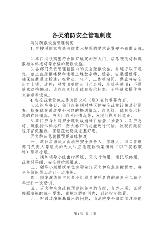 2024年各类消防安全管理制度