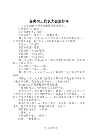 2024年各类职工代表大会主持词