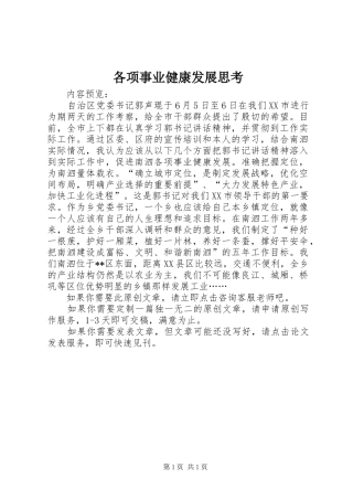 2024年各项事业健康发展思考