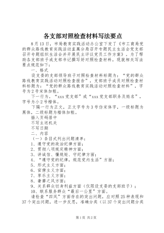 2024年各支部对照检查材料写法要点