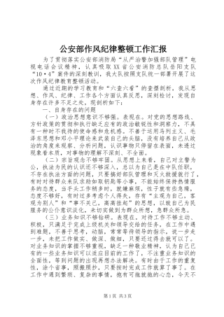 2024年公安部作风纪律整顿工作汇报