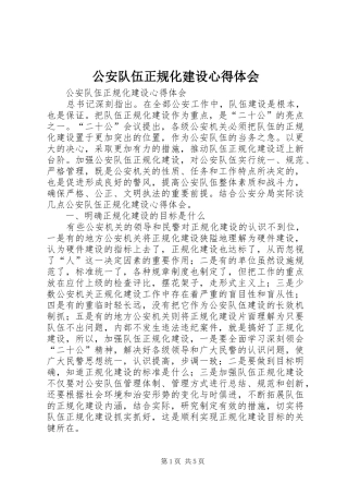 2024年公安队伍正规化建设心得体会