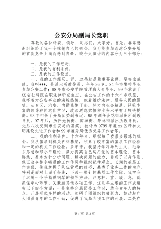 2024年公安分局副局长竞职