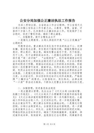 2024年公安分局加强公正廉洁执法工作报告
