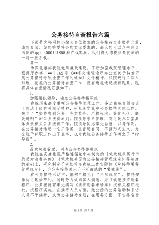 2024年公务接待自查报告六篇