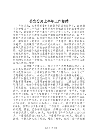 2024年公安分局上半年工作总结
