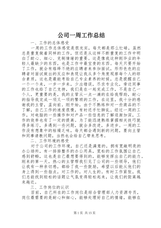 2024年公司一周工作总结
