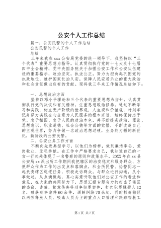 2024年公安个人工作总结