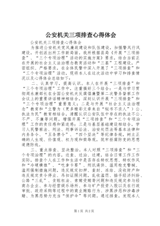 2024年公安机关三项排查心得体会