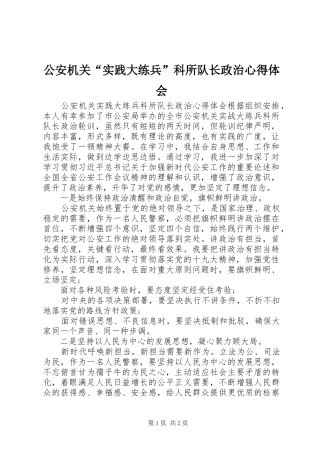 2024年公安机关实践大练兵科所队长政治心得体会