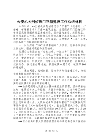 2024年公安机关刑侦部门三基建设工作总结材料