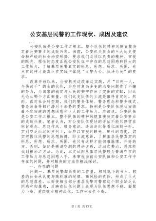 2024年公安基层民警的工作现状成因及建议