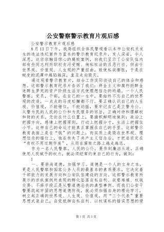 2024年公安警察警示教育片观后感