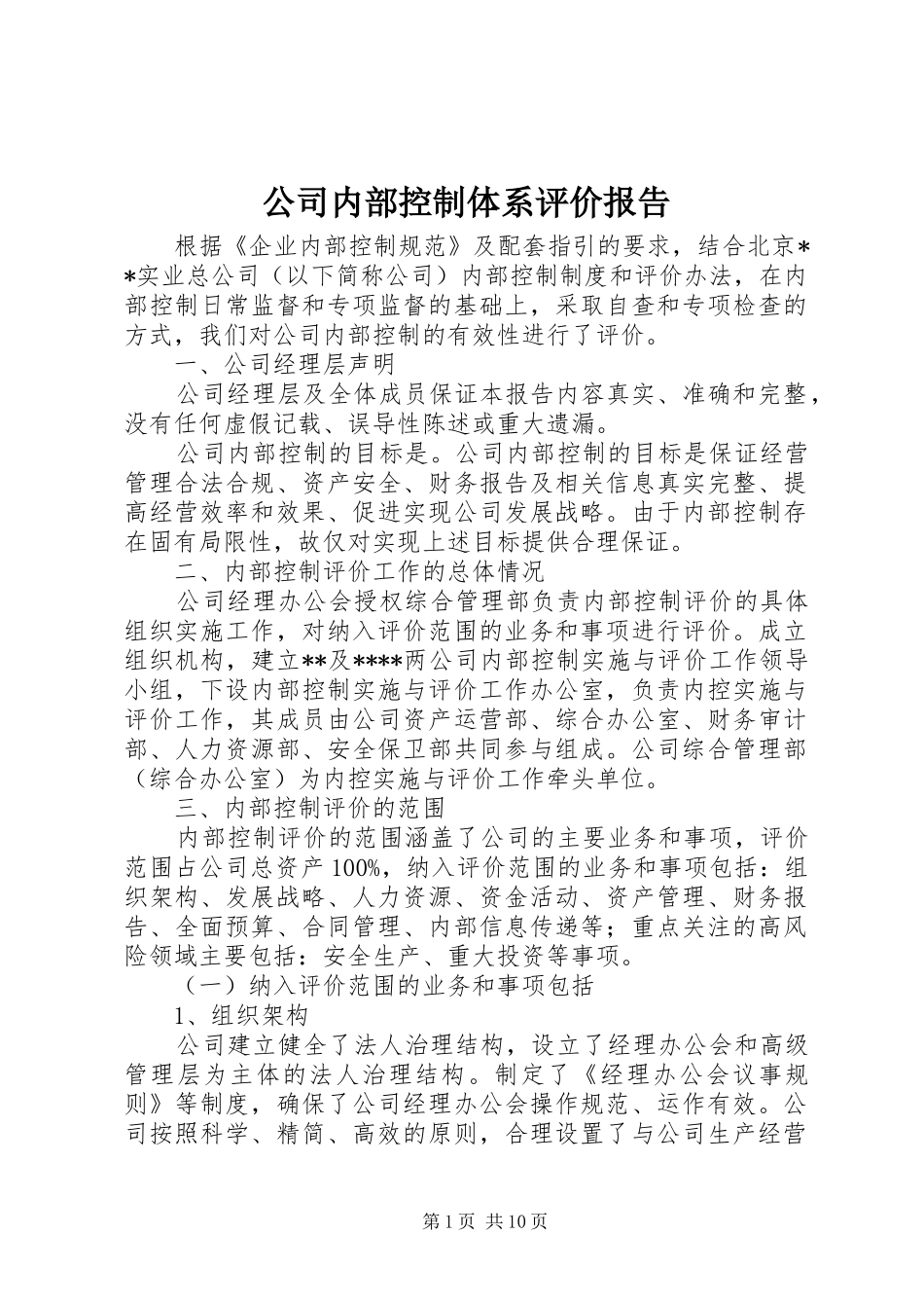 2024年公司内部控制体系评价报告_第1页