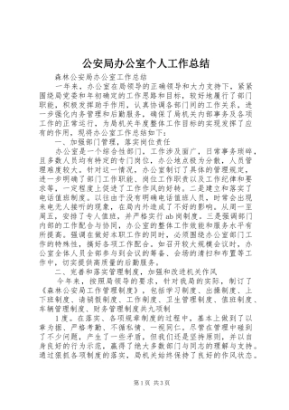 2024年公安局办公室个人工作总结