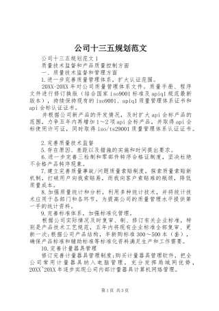 2024年公司十三五规划范文