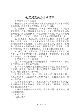2024年公安局党员公开承诺书