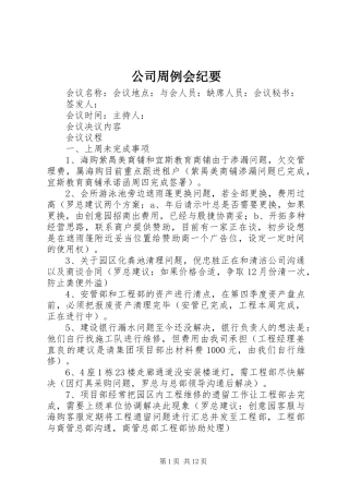 2024年公司周例会纪要