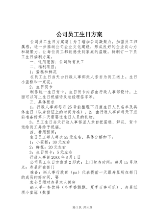2024年公司员工生日方案