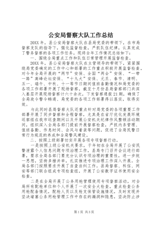 2024年公安局督察大队工作总结