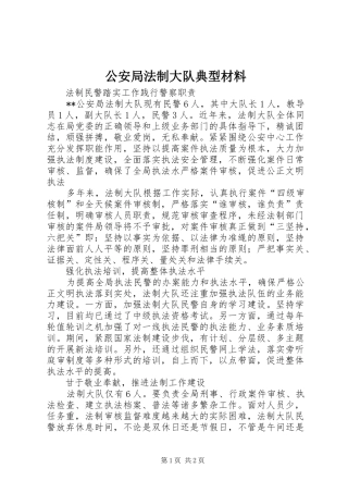2024年公安局法制大队典型材料