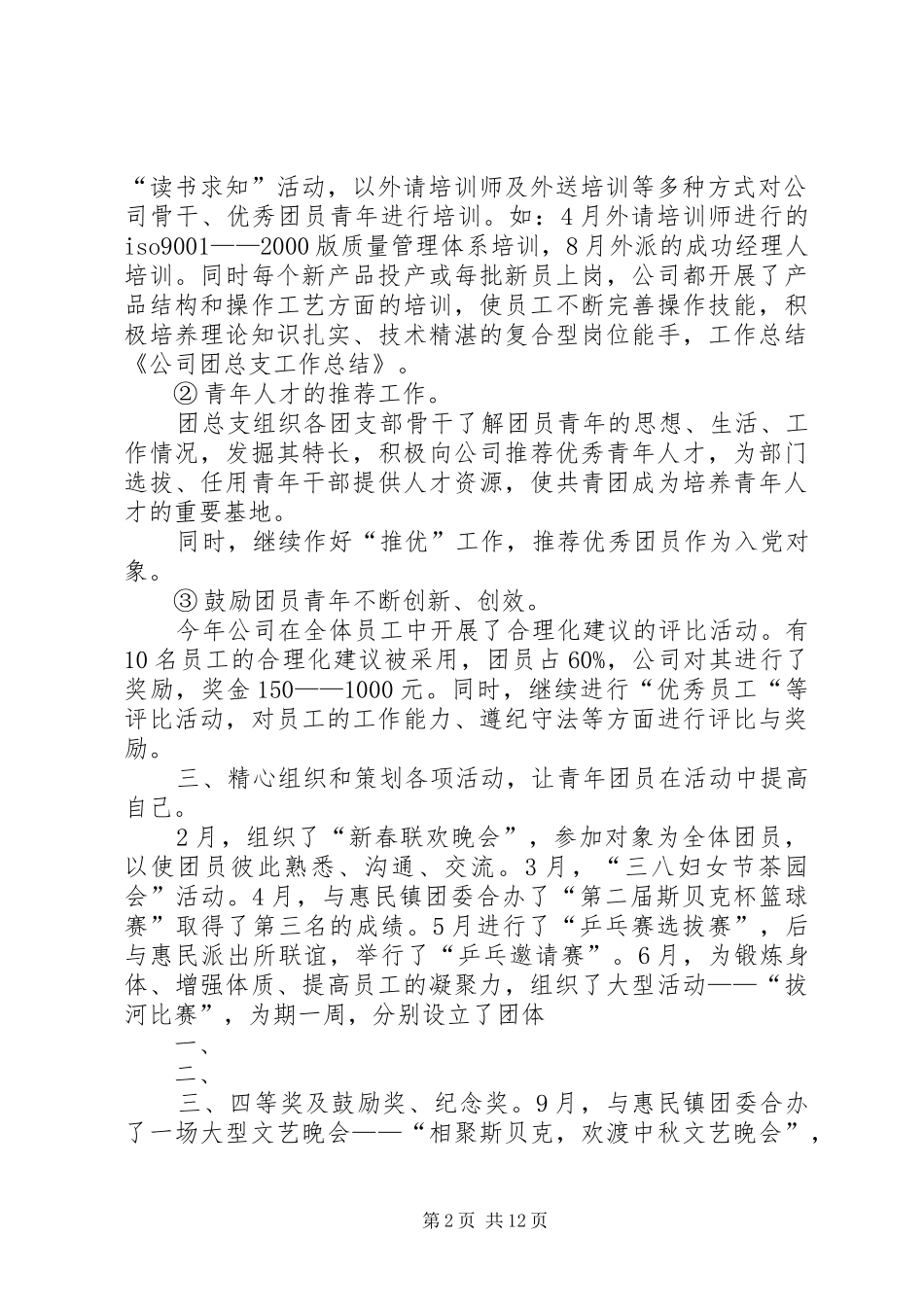2024年公司团总支工作总结_第2页