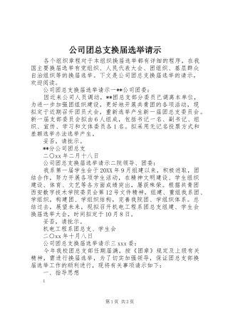 2024年公司团总支换届选举请示