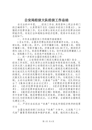 2024年公安局经侦大队经侦工作总结